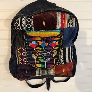 Boho Patchwork Backpack with Geometric Patterns
